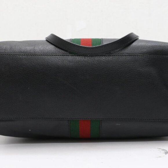 GUCCI Textured Calfskin Web Large Ophidia Shopping Tote Black - Picture 4 of 16